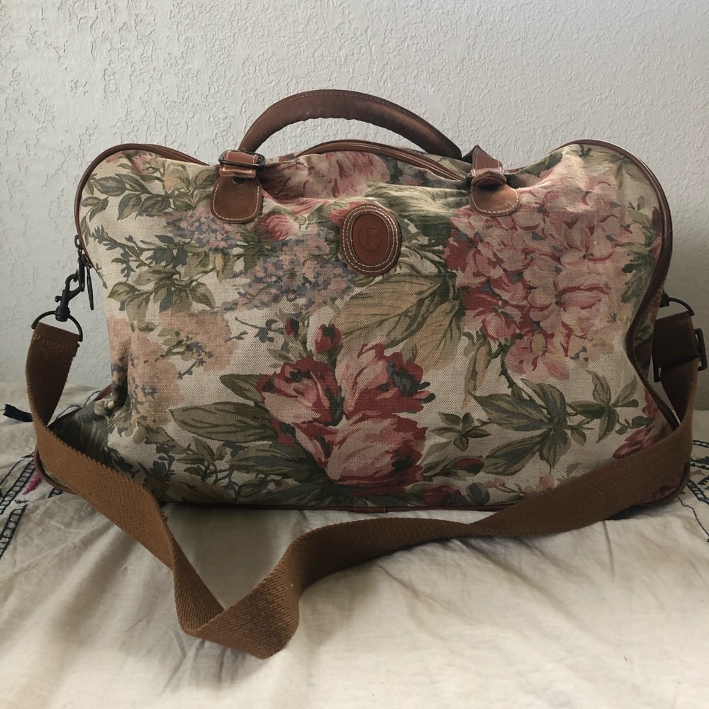 Vintage floral duffel bag